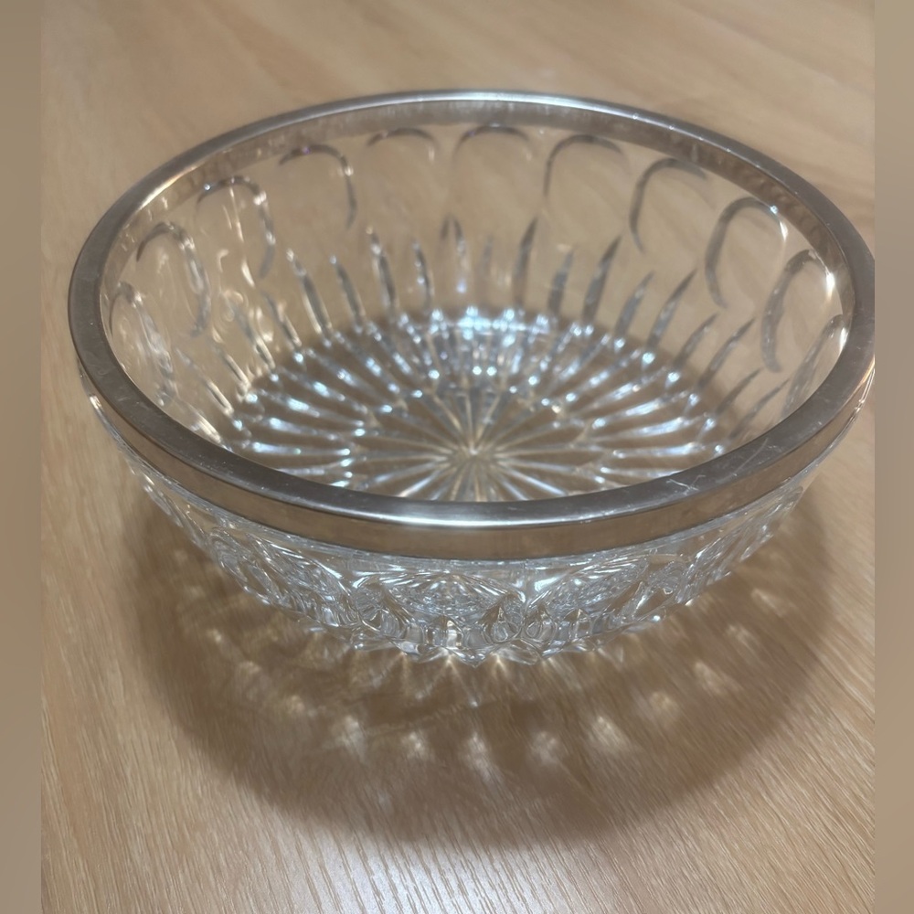 Glass Serving Bowl Silver-plated Rim